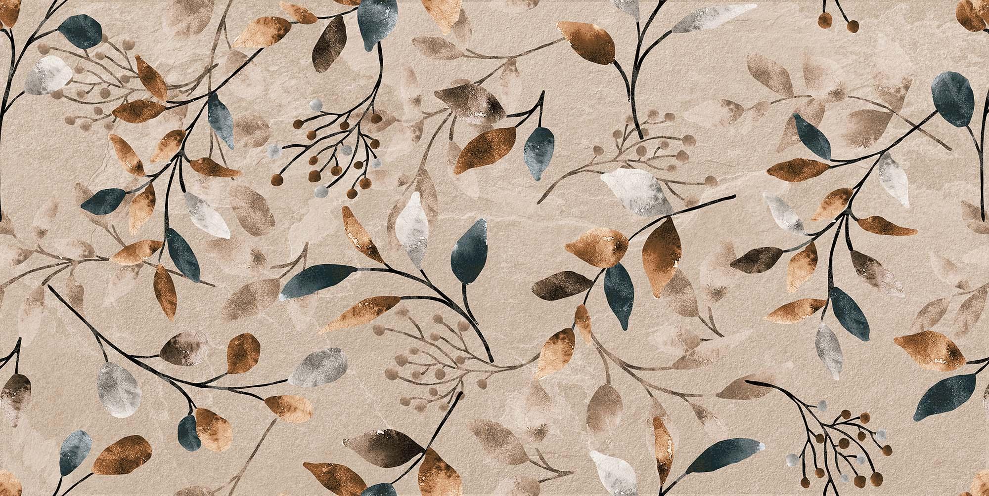 Matte Finish Tropical Leaf GHR Wallpaper Vitrified tile 600x1200 mm