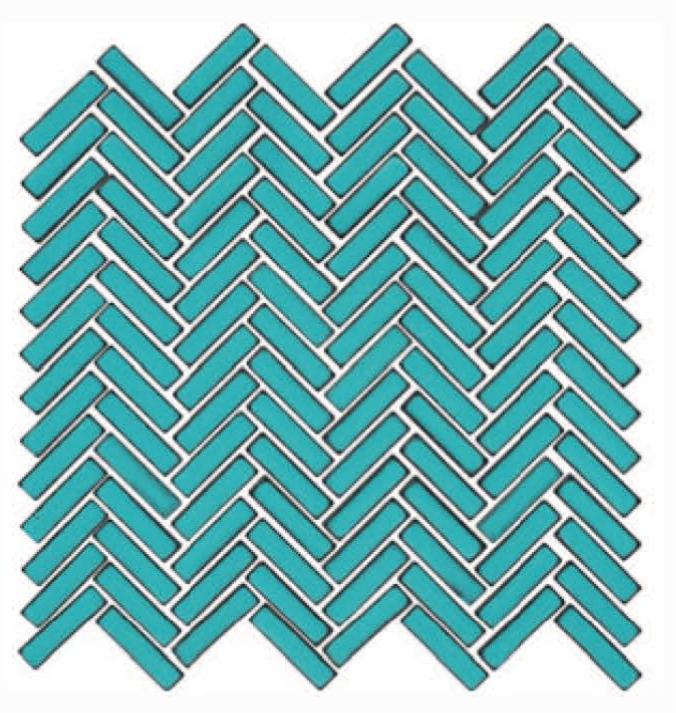 Glossy Finish Turquoise Gloss 3D Quad Herringbone Ceramic tile 275x282 mm