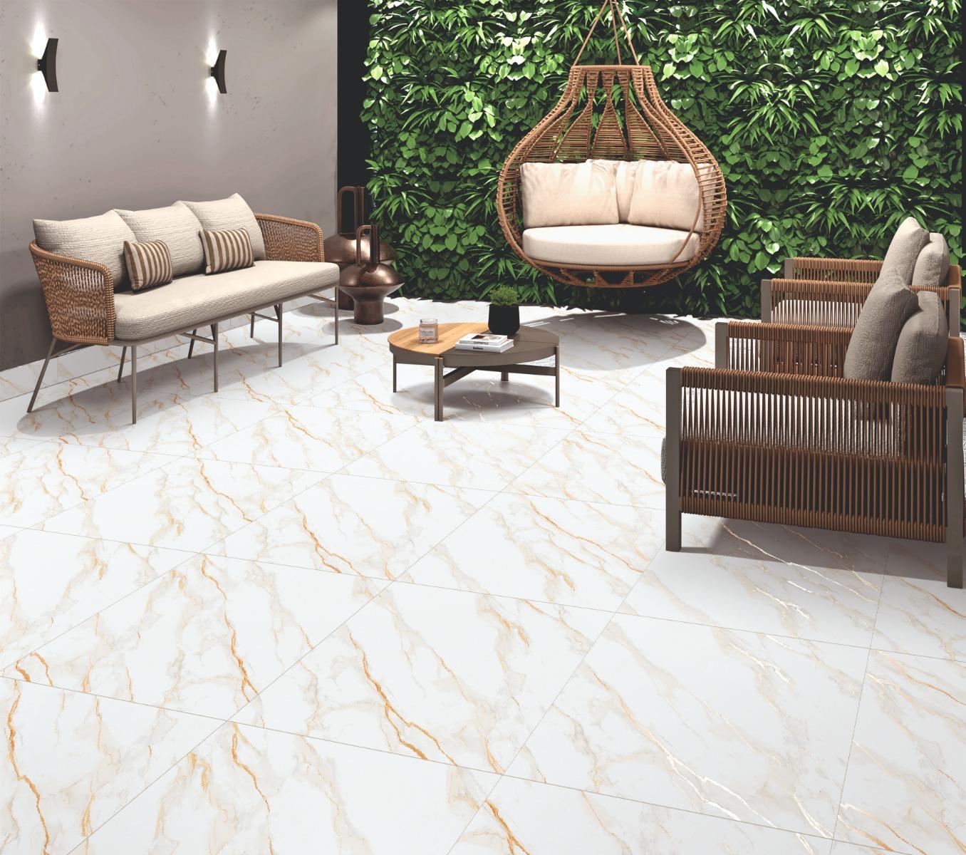 Matte Finish Venato Gold Carrara Marble Carving FT Ceramic tile 600x600 mm