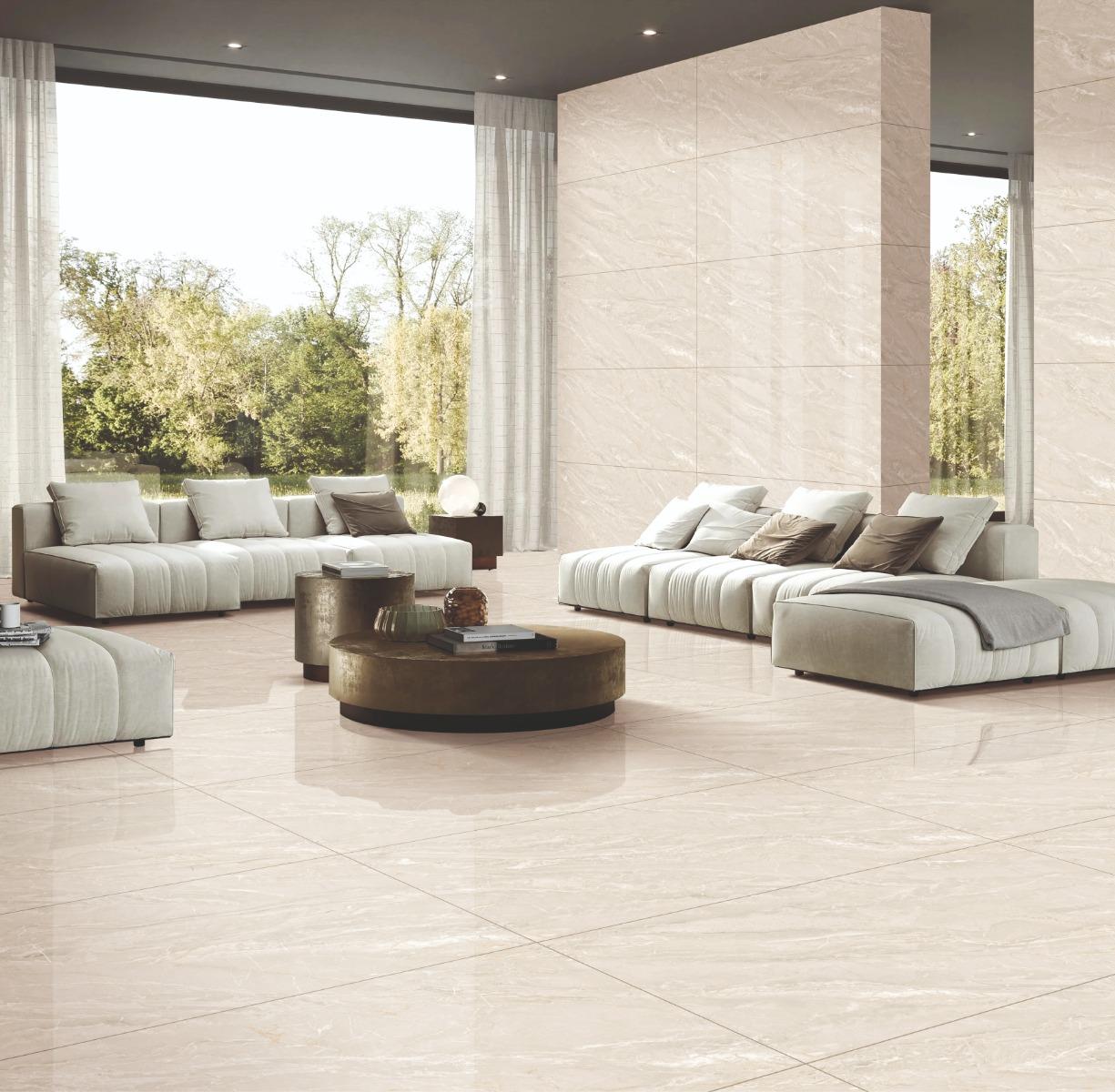 Glossy Finish Verona Camel Endless Gloss Glazed Vitrified Tiles 600x1200 mm