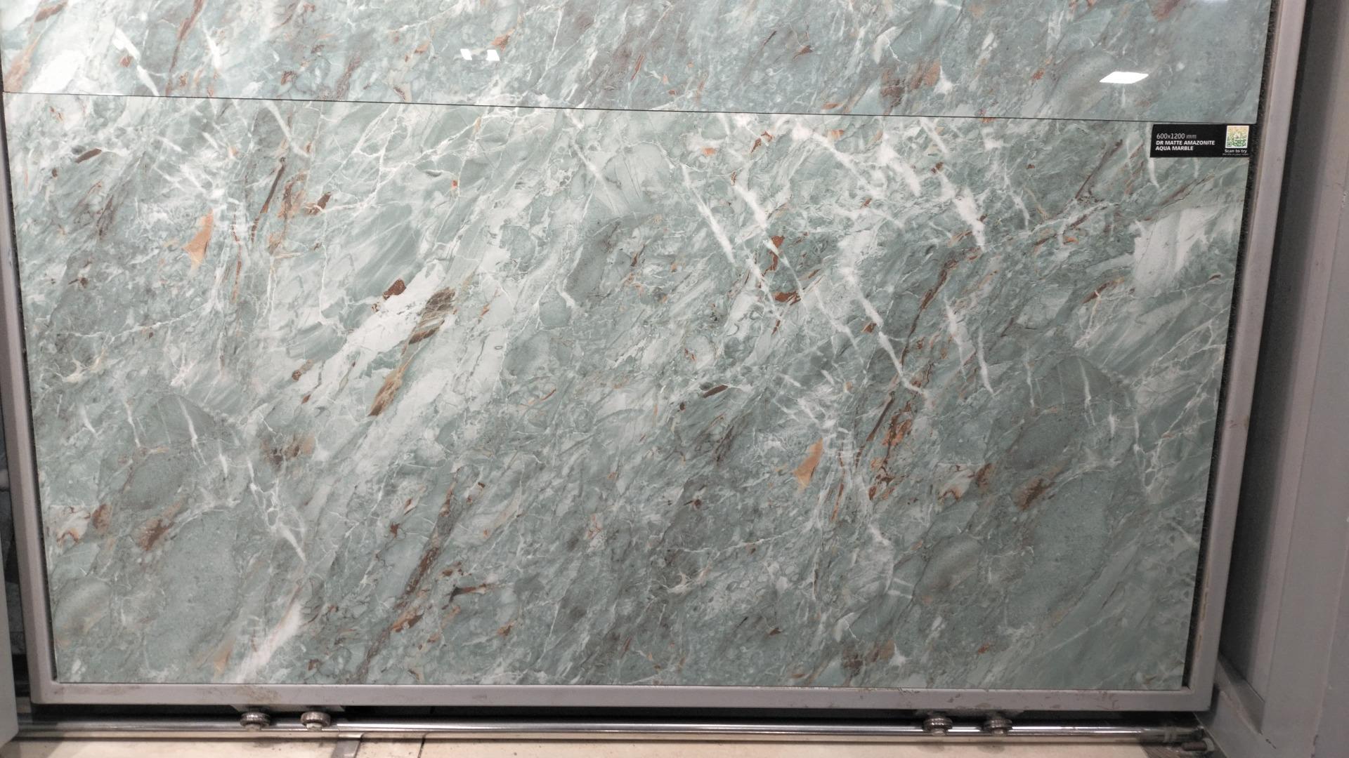 Matte Finish DR Matte Amazonite Aqua Marble Glazed Vitrified Tiles 600x1200 mm