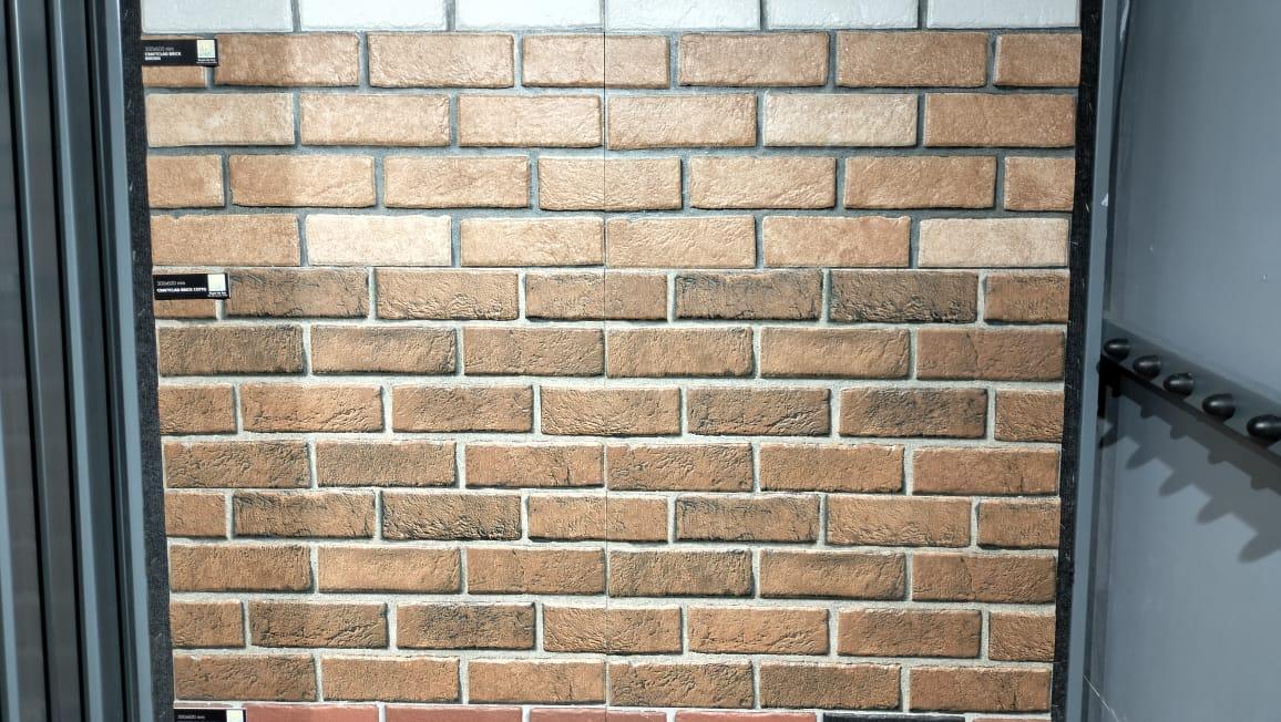 Matte Finish Craftclad Brick Brown Glazed Vitrified Tiles 300x600 mm