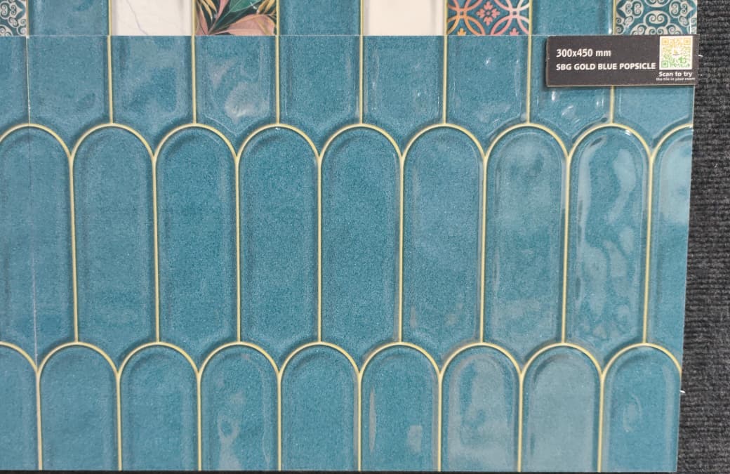 Glossy Finish  SBG Gold Blue Popsicle Ceramic tile 300x450 mm