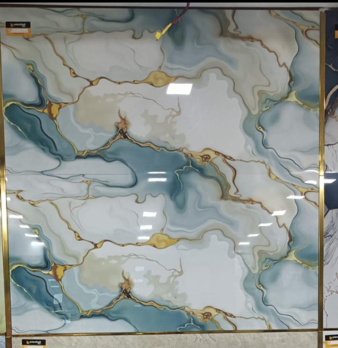 Glossy Finish DR Molten Gold Aqua Endless Gloss Glazed Vitrified Tiles 600x1200 mm