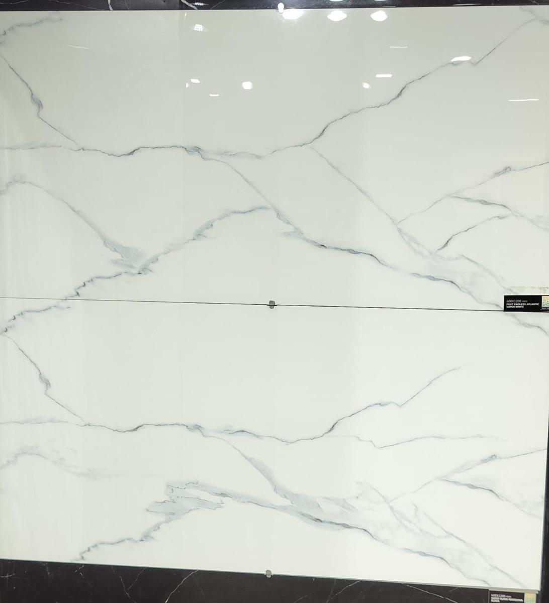 Glossy Finish PGVT Endless Atlantic Super White Glazed Vitrified Tiles 600x1200 mm