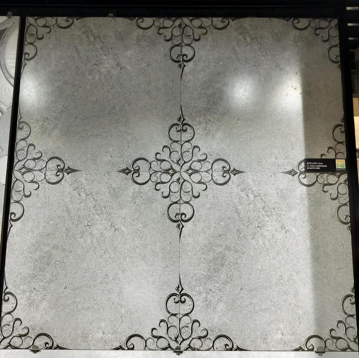 Matte Finish TL Grey Baroque Soapstone Ceramic tile 400x400 mm