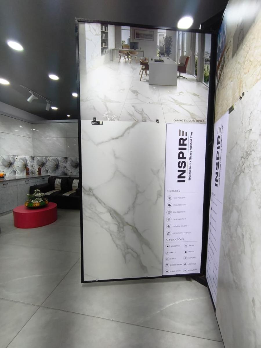 Matte Finish Carving Statuario Marble Glazed Vitrified Tiles 800x1600 mm