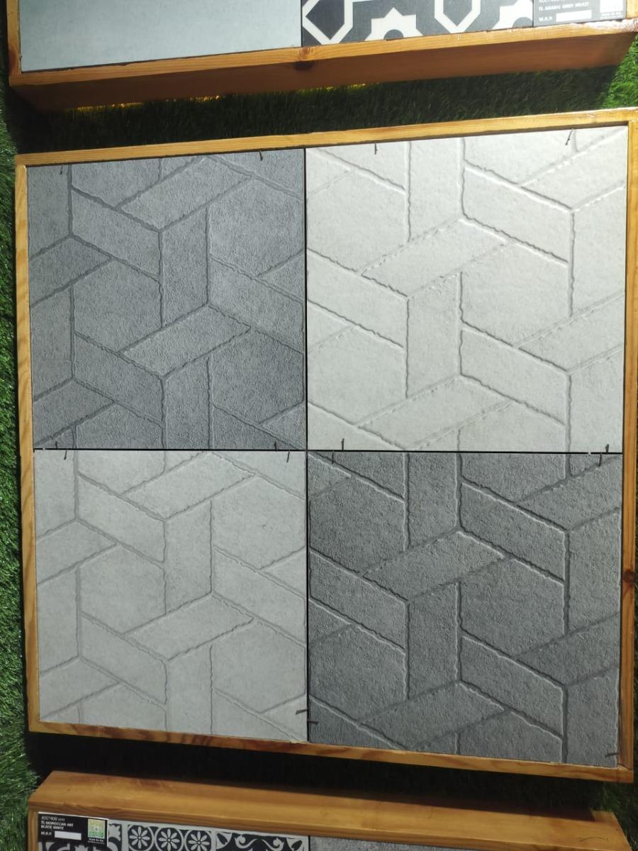 Matte Finish TL Grey Hexa Brick Ceramic tile 400x400 mm