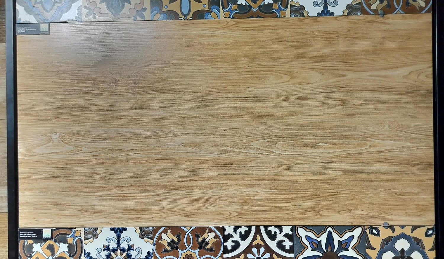  Natural Rotowood Creama Glazed Vitrified Tiles 600x1200 mm