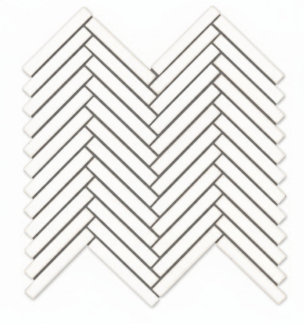 Glossy Finish White Gloss 3D Duo Herringbone Ceramic tile 255x270 mm