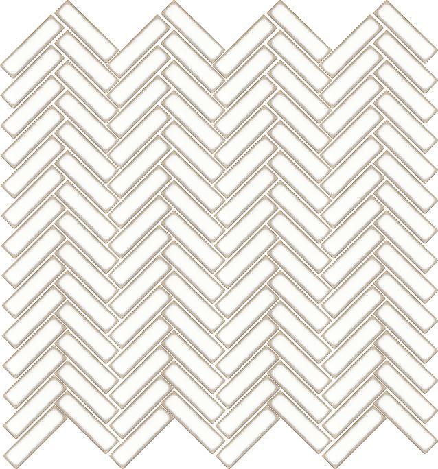 Glossy Finish White Gloss 3D Quad Herringbone Ceramic tile 275x282 mm