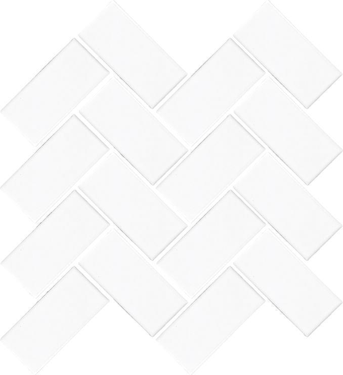 Glossy Finish White Gloss Stacked Herringbone Ceramic tile 269x275 mm